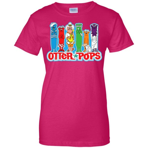otter pop womens t shirt - lady t shirt - pink heliconia