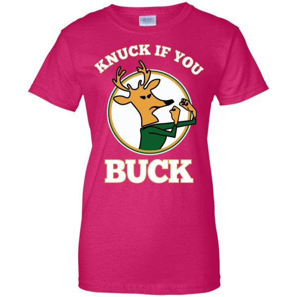 knuck if you buck womens t shirt - lady t shirt - pink heliconia