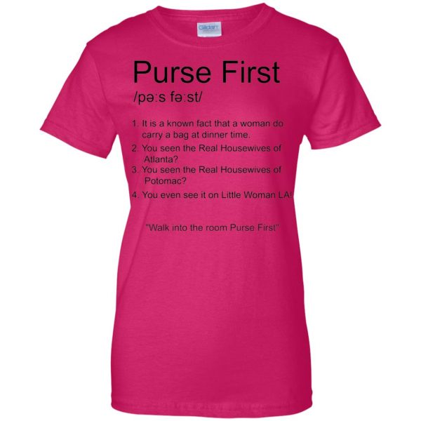 purse first womens t shirt - lady t shirt - pink heliconia