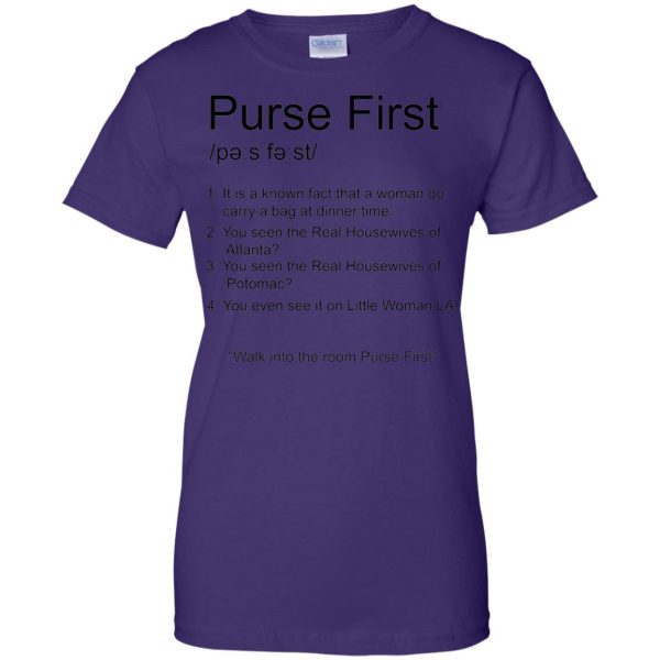 purse first womens t shirt - lady t shirt - purple