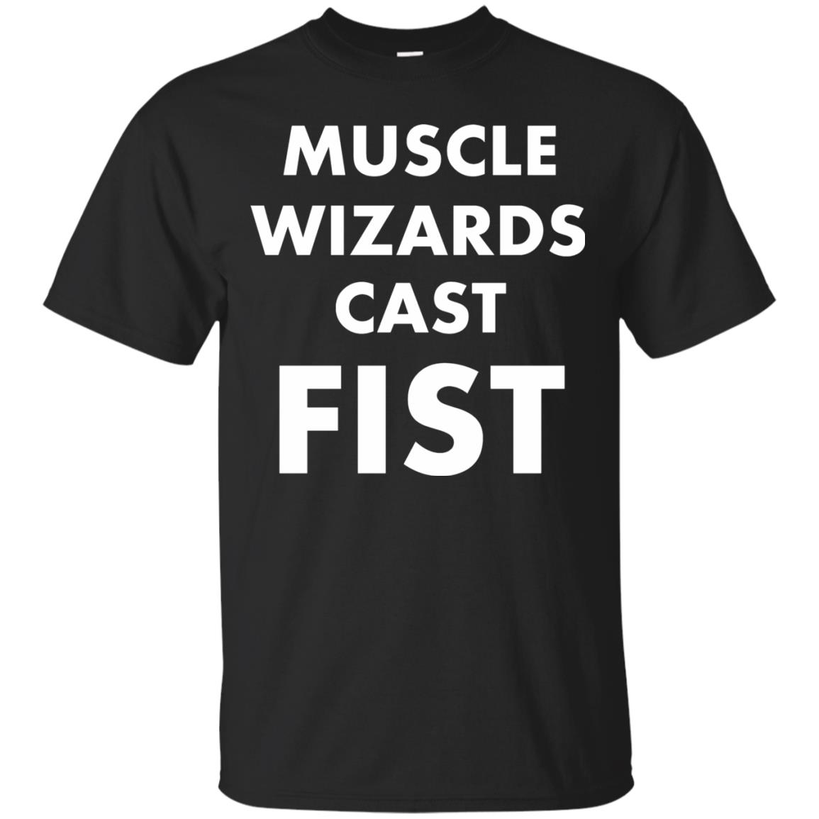 muscle wizards cast fist shirt - black