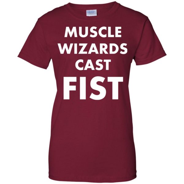 muscle wizards cast fist womens t shirt - lady t shirt - pink cardinal