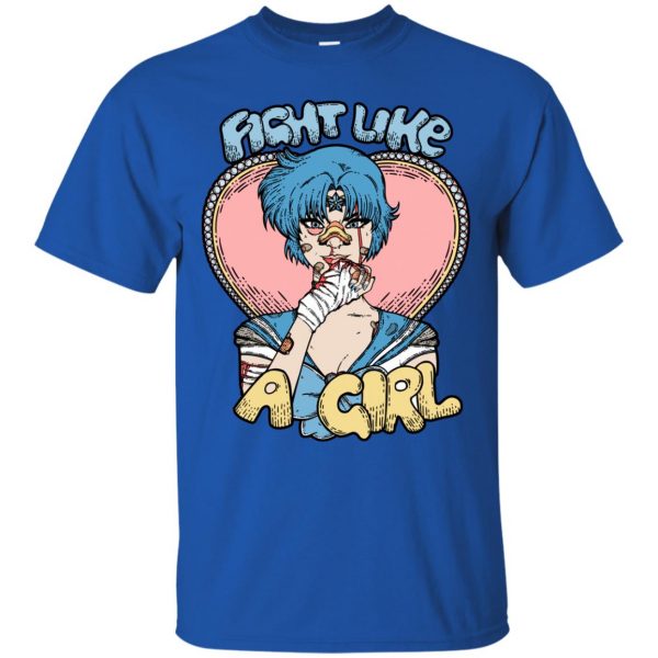 fight like a girl sailor moon t shirt - royal blue