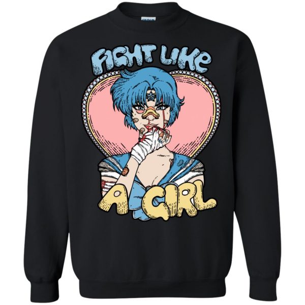 fight like a girl sailor moon sweatshirt - black