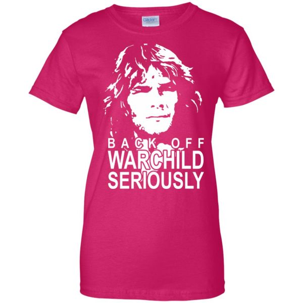 back off warchild womens t shirt - lady t shirt - pink heliconia
