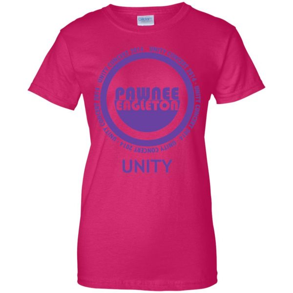 pawnee eagleton unity concert womens t shirt - lady t shirt - pink heliconia