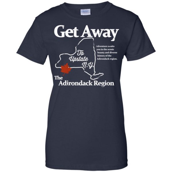 get away to upstate ny womens t shirt - lady t shirt - navy blue