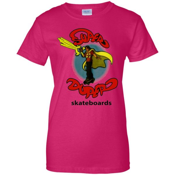 super duper skateboards womens t shirt - lady t shirt - pink heliconia