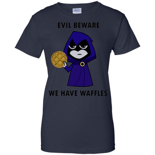 evil beware we have waffles womens t shirt - lady t shirt - navy blue