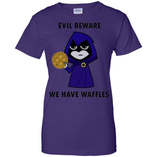 evil beware we have waffles womens t shirt - lady t shirt - purple