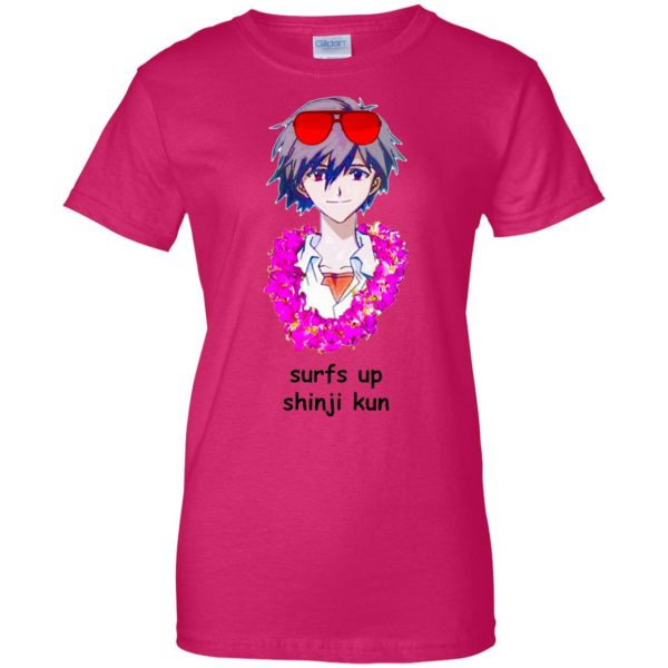 surfs up shinji kun womens t shirt - lady t shirt - pink heliconia