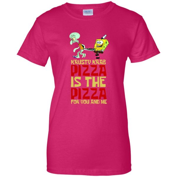 krusty krab pizza womens t shirt - lady t shirt - pink heliconia