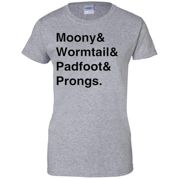 moony wormtail padfoot and prongs womens t shirt - lady t shirt - sport grey