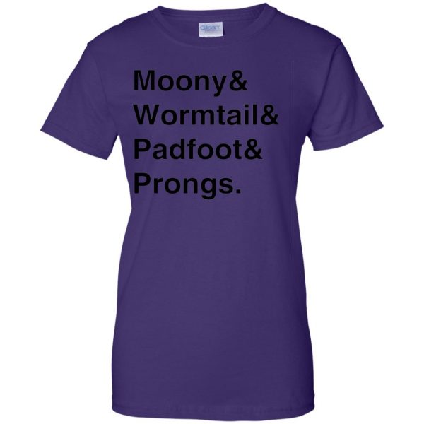 moony wormtail padfoot and prongs womens t shirt - lady t shirt - purple