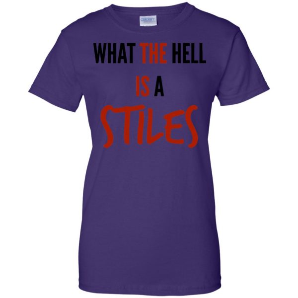 what the hell is a stiles womens t shirt - lady t shirt - purple