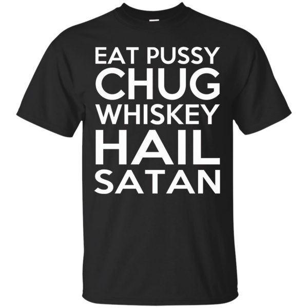 chug whiskey hail satan shirt - black