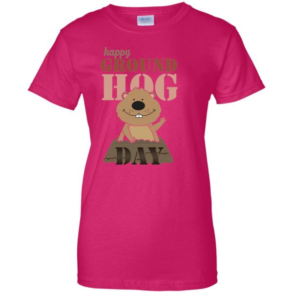 groundhog day womens t shirt - lady t shirt - pink heliconia