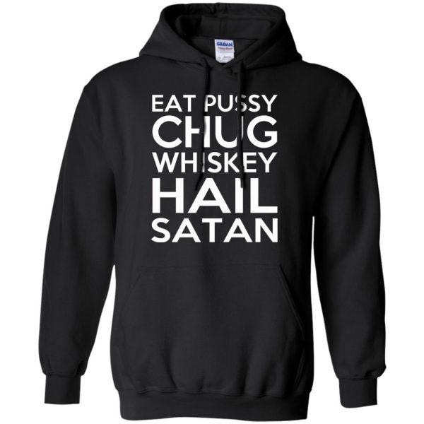 chug whiskey hail satan hoodie - black