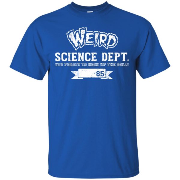 weird science t shirt - royal blue