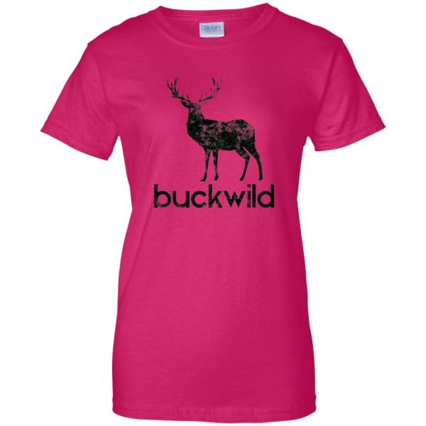 buck wild womens t shirt - lady t shirt - pink heliconia