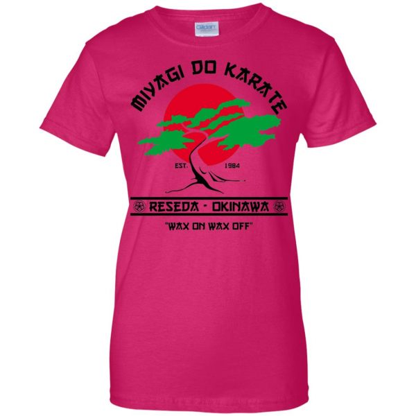 miyagi do karate womens t shirt - lady t shirt - pink heliconia