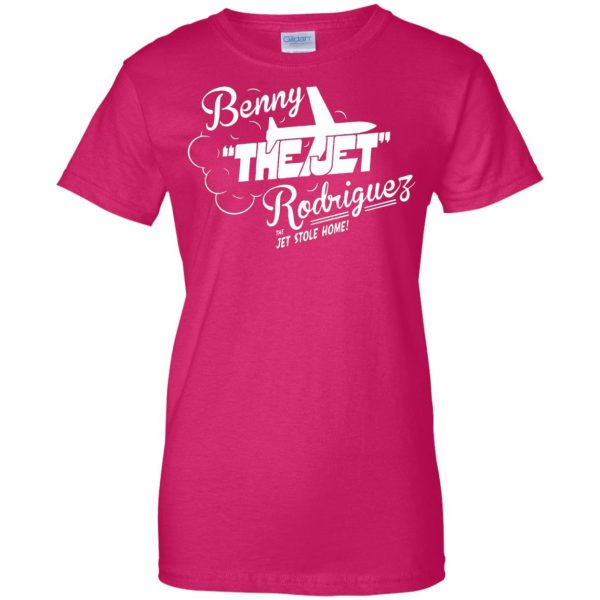 benny the jet rodriguez womens t shirt - lady t shirt - pink heliconia
