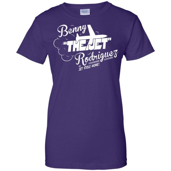 benny the jet rodriguez womens t shirt - lady t shirt - purple