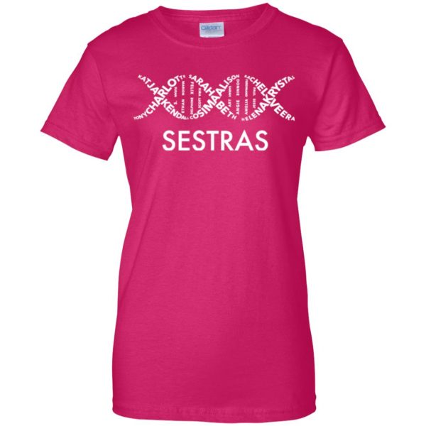 orphan black sestra womens t shirt - lady t shirt - pink heliconia