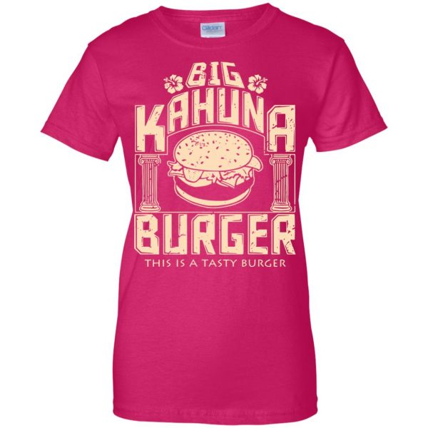 big kahuna burger womens t shirt - lady t shirt - pink heliconia