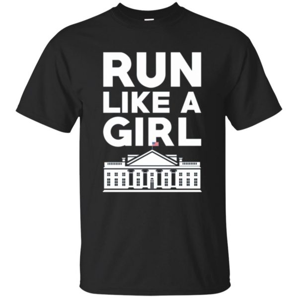 run like a girl shirt hillary - black