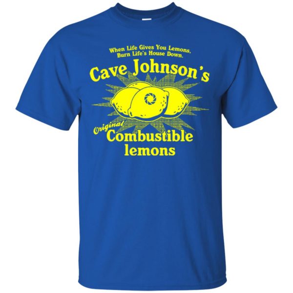 cave johnson lemon t shirt - royal blue