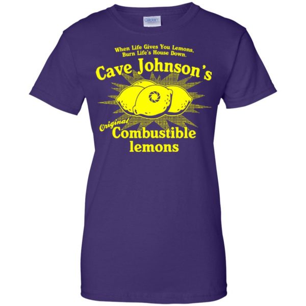 cave johnson lemon womens t shirt - lady t shirt - purple