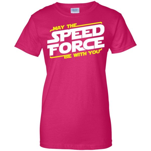may the speed force be with you womens t shirt - lady t shirt - pink heliconia