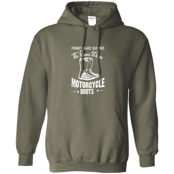 This Princess Wears Motorcycle Boots hoodie - military green