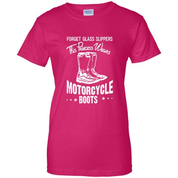 This Princess Wears Motorcycle Boots womens t shirt - lady t shirt - pink heliconia