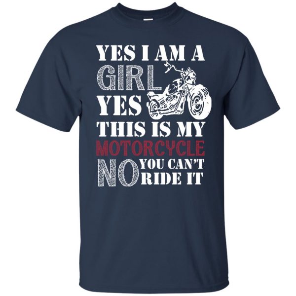 Girl With Motorcycle t shirt - navy blue