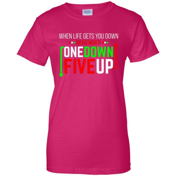 One Down Five Up womens t shirt - lady t shirt - pink heliconia