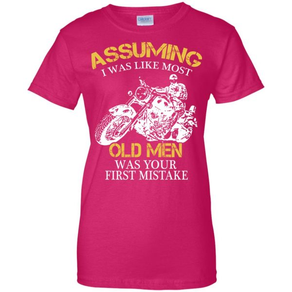A Motorcycle Old Man womens t shirt - lady t shirt - pink heliconia