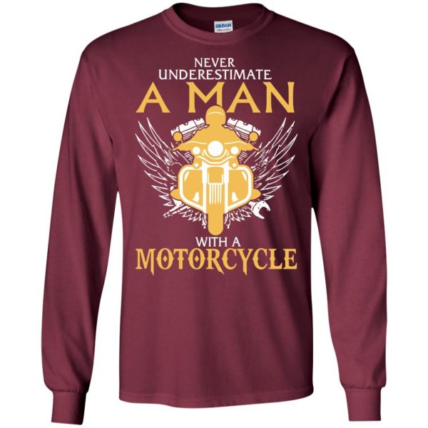 Man With A Motorcycle long sleeve - maroon