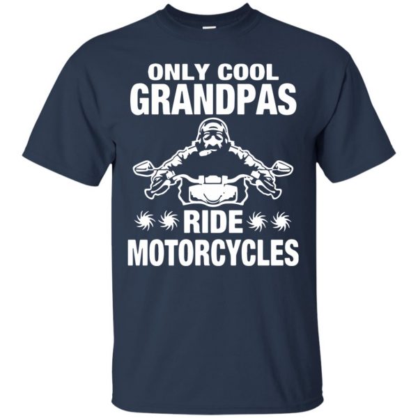 Only Cool Grandpas Ride Motorcycles t shirt - navy blue