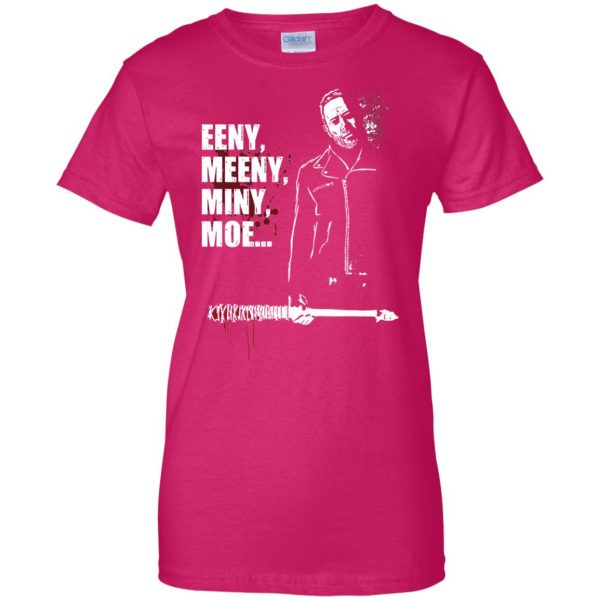 Eeny, Meeny, Miny, Moe womens t shirt - lady t shirt - pink heliconia