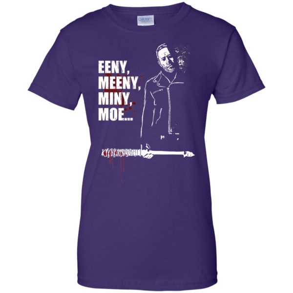 Eeny, Meeny, Miny, Moe womens t shirt - lady t shirt - purple