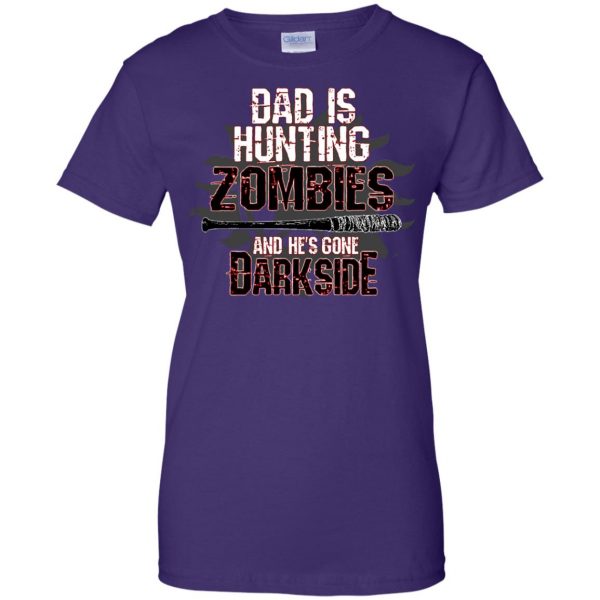 Dad Is Hunting Zombies womens t shirt - lady t shirt - purple