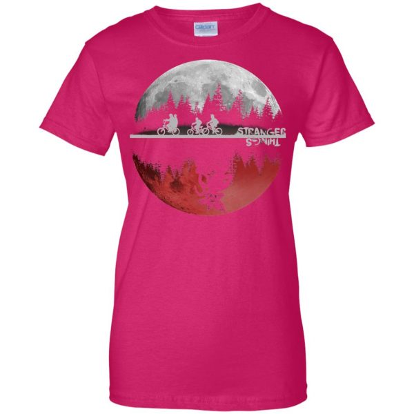 Stranger Moon womens t shirt - lady t shirt - pink heliconia