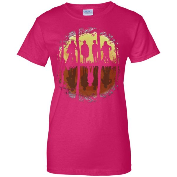 Stranger Friends womens t shirt - lady t shirt - pink heliconia