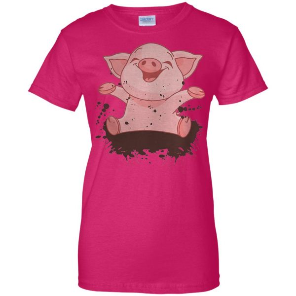cute pigs womens t shirt - lady t shirt - pink heliconia