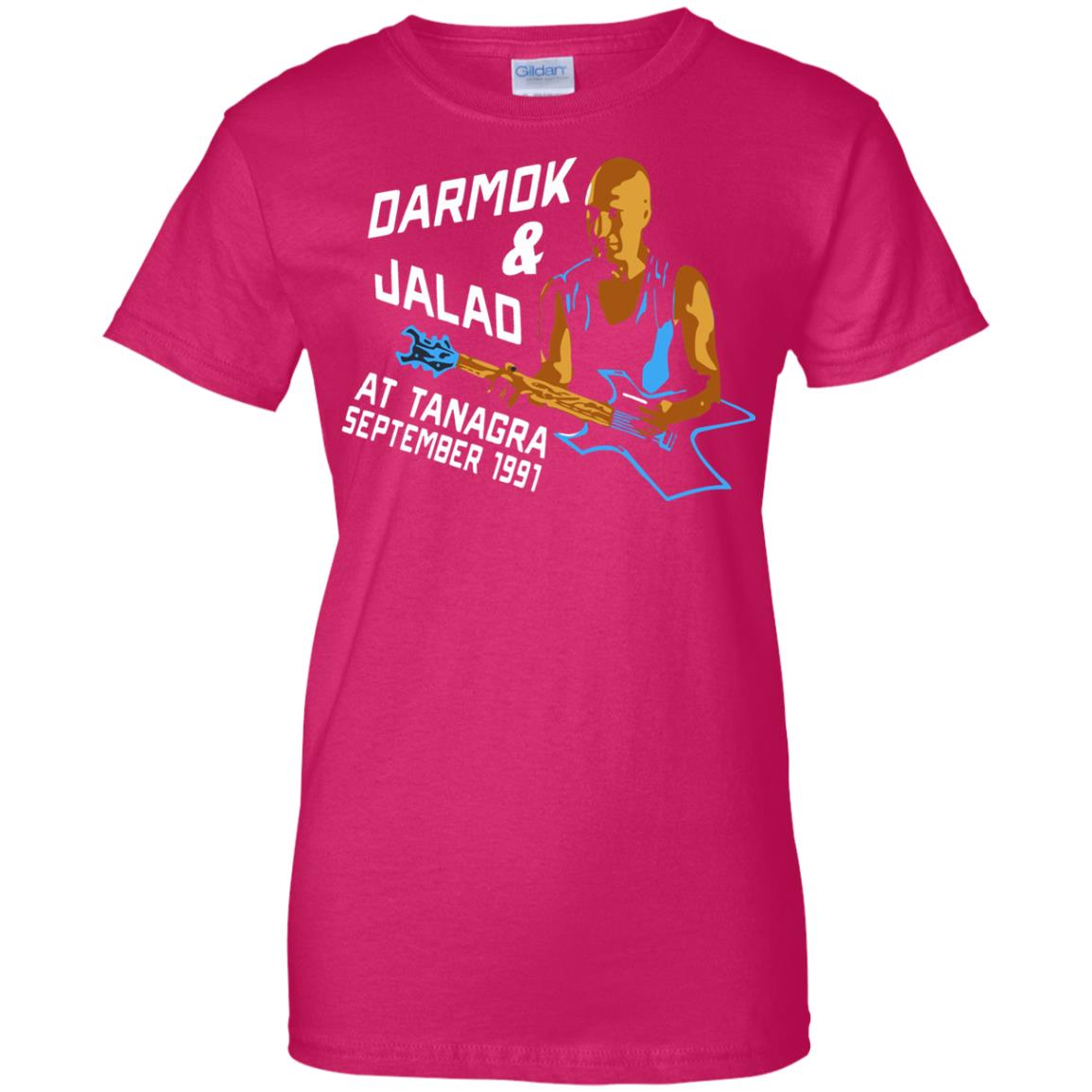 darmok and jalad at tanagra womens t shirt - lady t shirt - pink heliconia