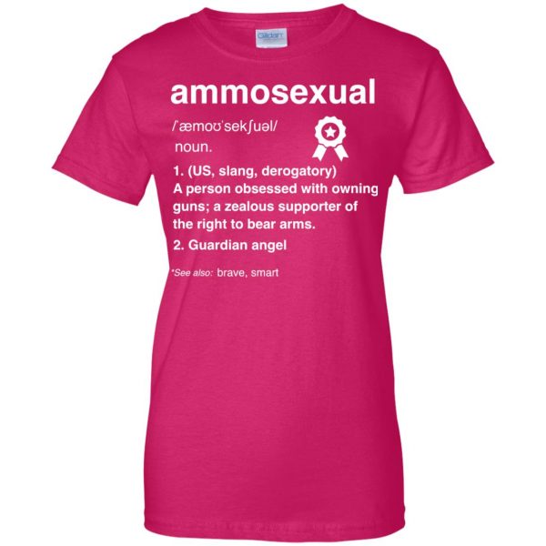 ammosexual womens t shirt - lady t shirt - pink heliconia