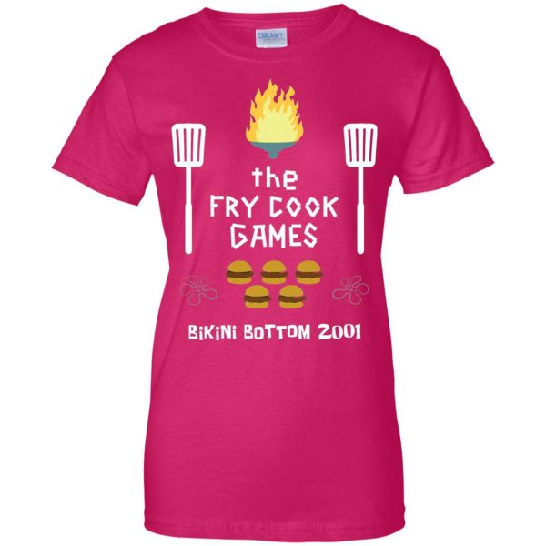 fry cook games womens t shirt - lady t shirt - pink heliconia