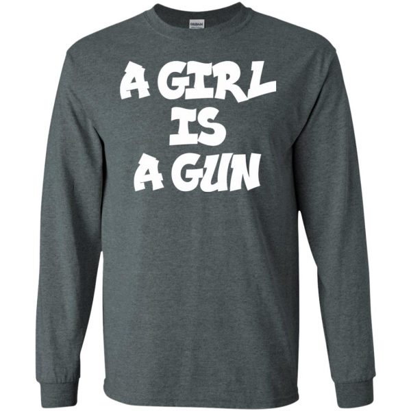 a girl is a gun long sleeve - dark heather